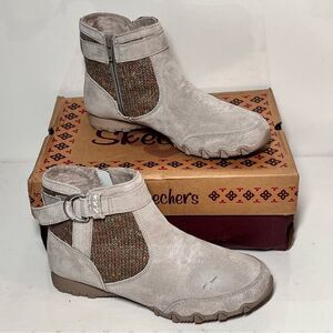 Skechers Bikers High Grade Lite Suede & Sweater Knit Ankle Boot